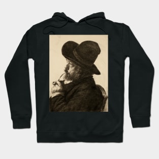 Smoking in Large Hat (Self Portrait) by Marcellin Gilbert Desboutin Hoodie